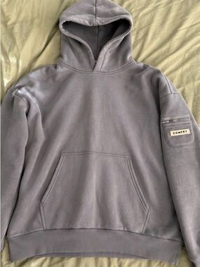 COMFRT Men's Blueish Gray Zip-Pocket Hoodie